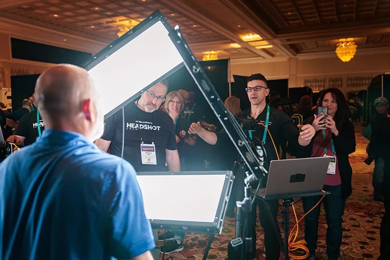 Conference headshot booth behind the scenes at Pittsburgh venue