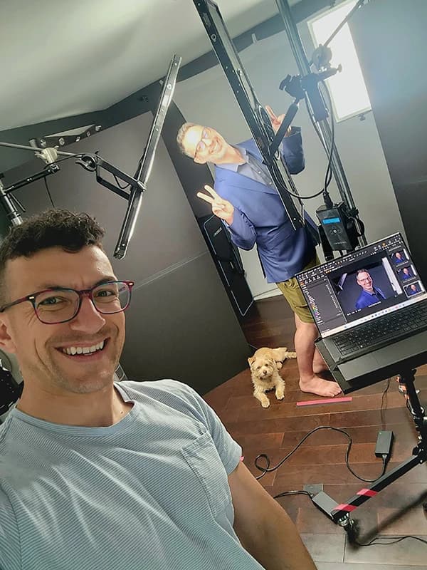 Professional headshot session with client at Chad Isaiah Studios