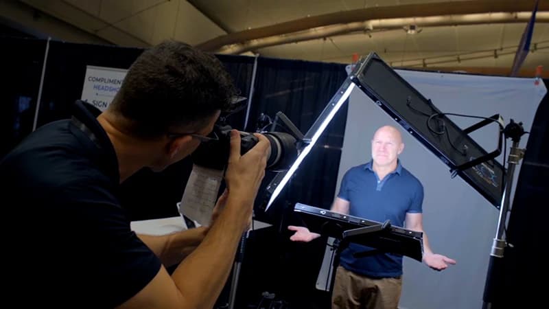 Behind the scenes corporate headshot session at Pittsburgh conference