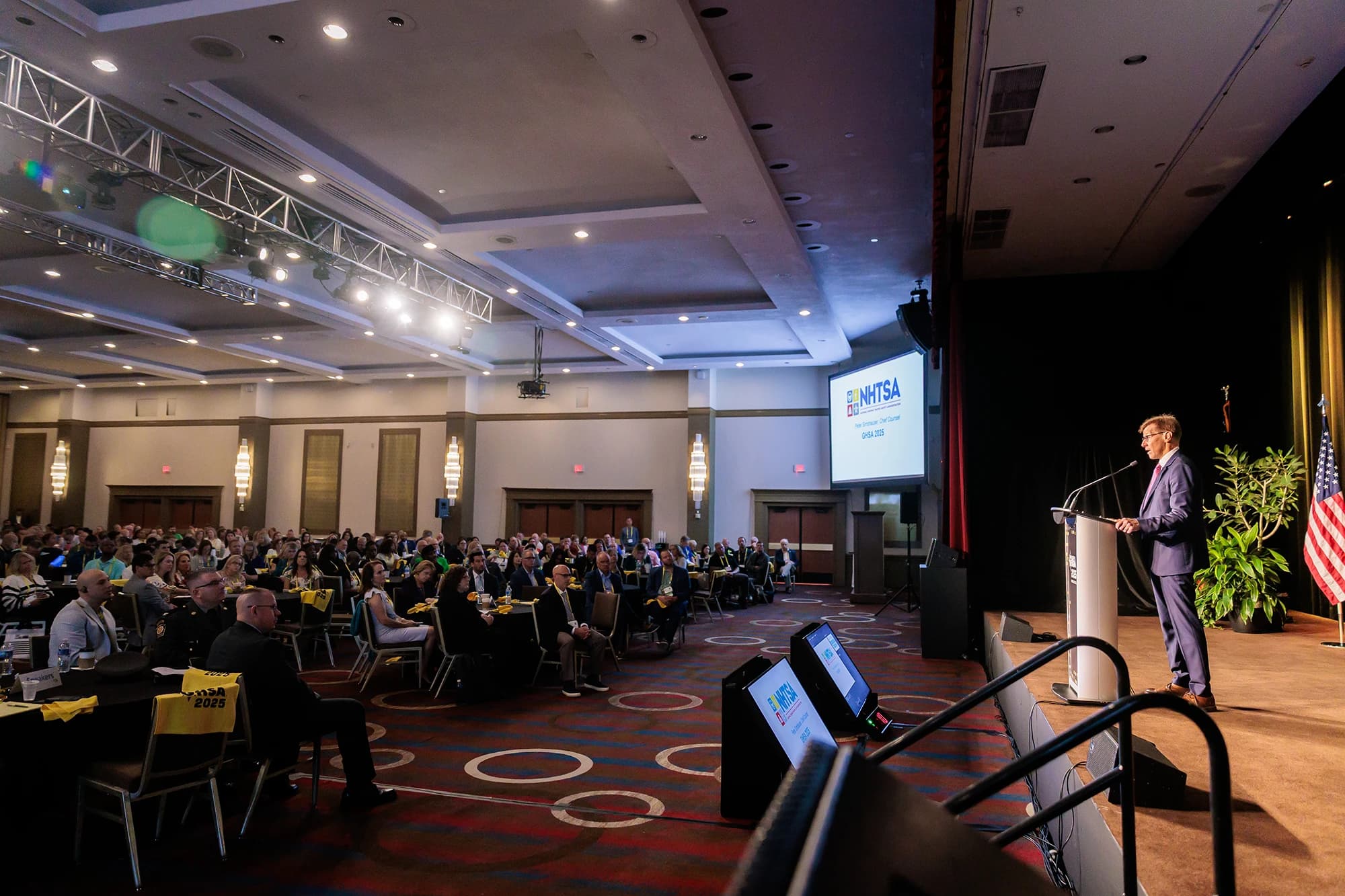 Annual meeting keynote speaker on stage