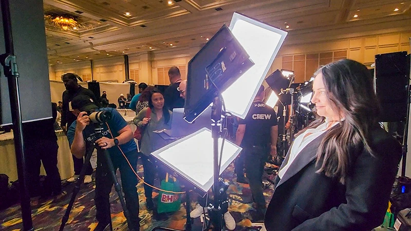 Chad Isaiah working a booth for conference headshots in Pittsburgh